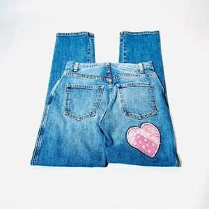 Revice jeans Slim straight high rise jeans buttonfly heart detail women Size 27